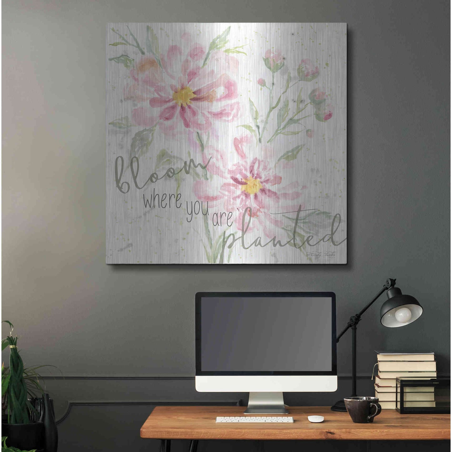 Luxe Metal Art 'Bloom Where You are Planted' by Cindy Jacobs, Metal Wall Art,36x36