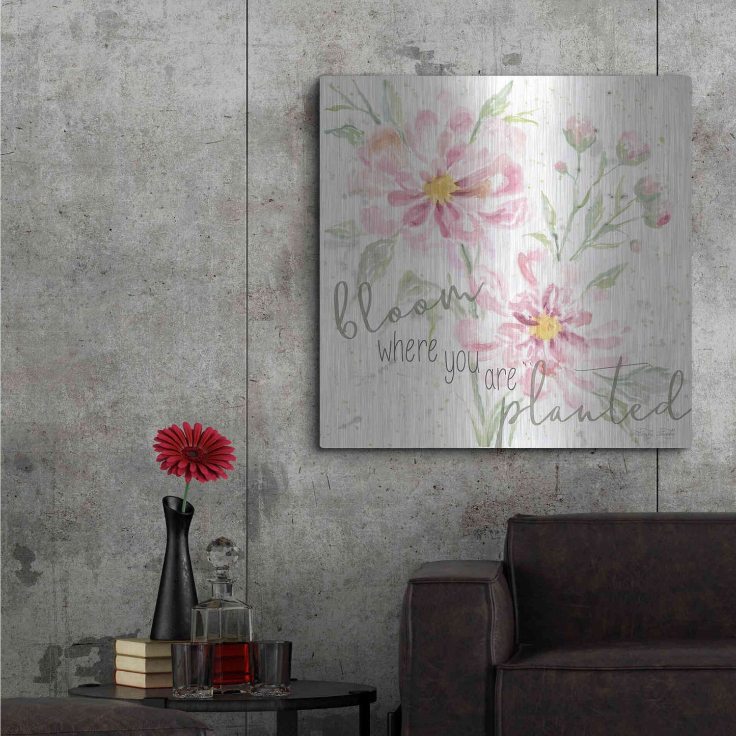 Luxe Metal Art 'Bloom Where You are Planted' by Cindy Jacobs, Metal Wall Art,36x36