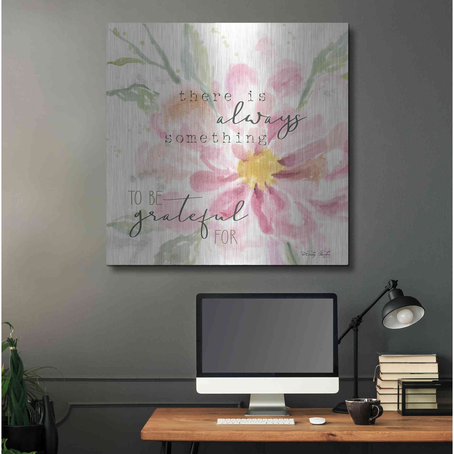 Luxe Metal Art 'Grateful Blooms' by Cindy Jacobs, Metal Wall Art,36x36