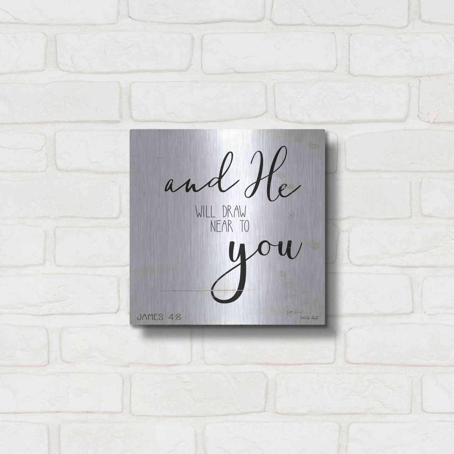 Luxe Metal Art 'And He will Draw Near to you' by Cindy Jacobs, Metal Wall Art,12x12