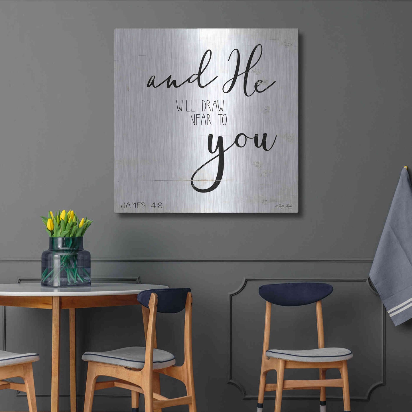 Luxe Metal Art 'And He will Draw Near to you' by Cindy Jacobs, Metal Wall Art,36x36