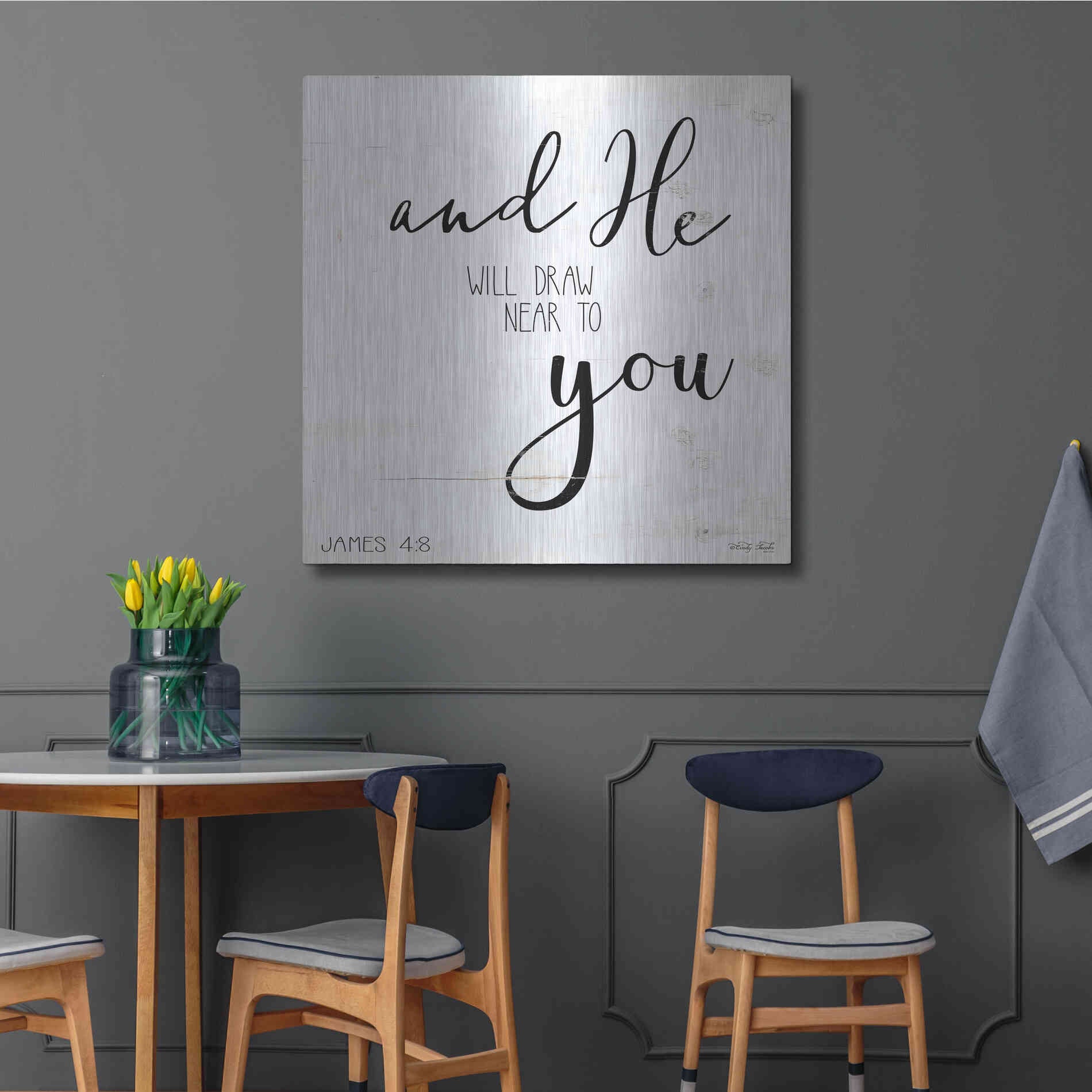 Luxe Metal Art 'And He will Draw Near to you' by Cindy Jacobs, Metal Wall Art,36x36