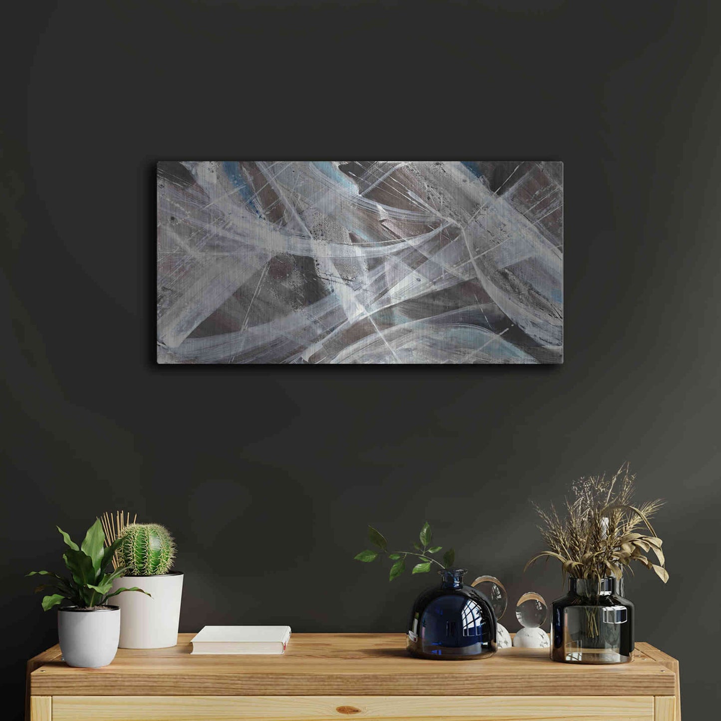 Luxe Metal Art 'Glacier VI' by Albena Hristova, Metal Wall Art,24x12