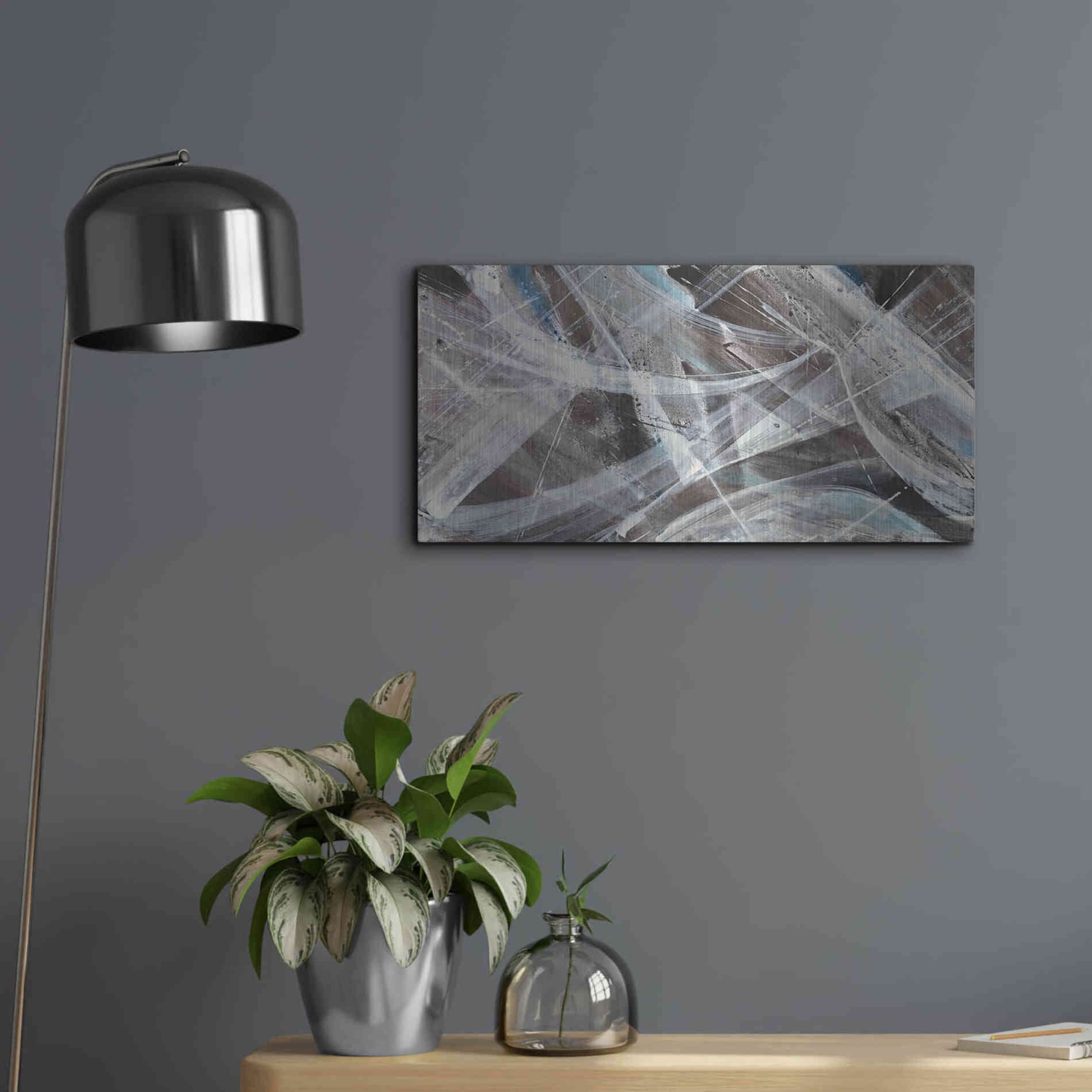 Luxe Metal Art 'Glacier VI' by Albena Hristova, Metal Wall Art,24x12