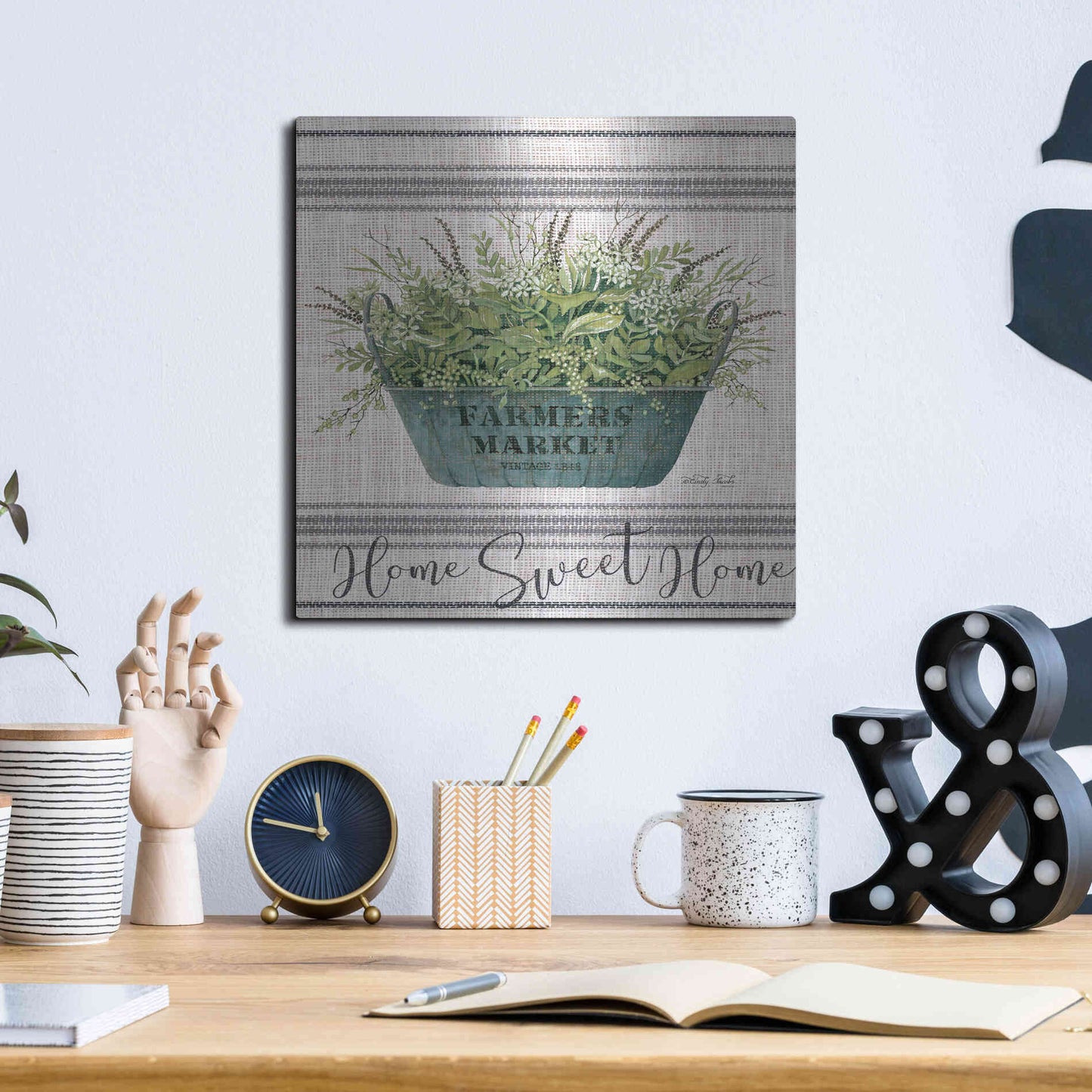 Luxe Metal Art 'Sweet Home' by Cindy Jacobs, Metal Wall Art,12x12