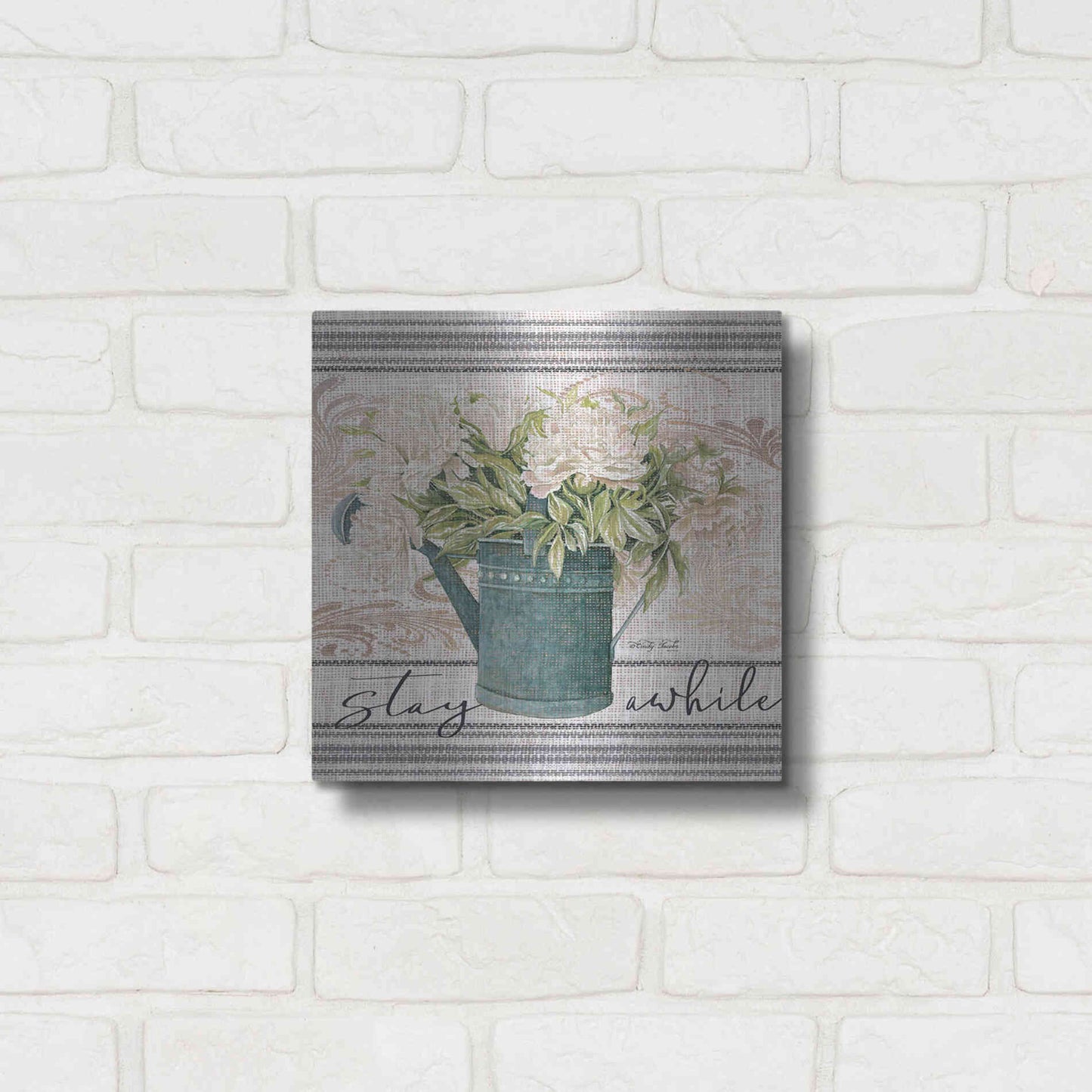 Luxe Metal Art 'Stay Awhile' by Cindy Jacobs, Metal Wall Art,12x12