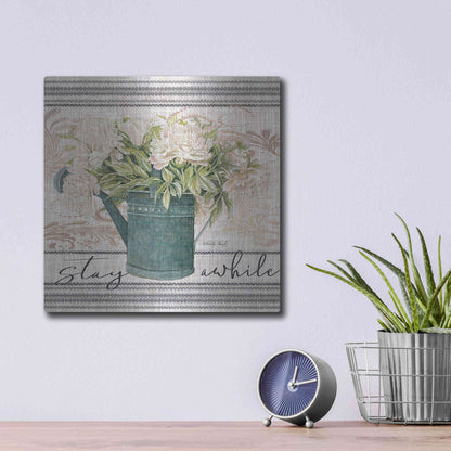Luxe Metal Art 'Stay Awhile' by Cindy Jacobs, Metal Wall Art,12x12