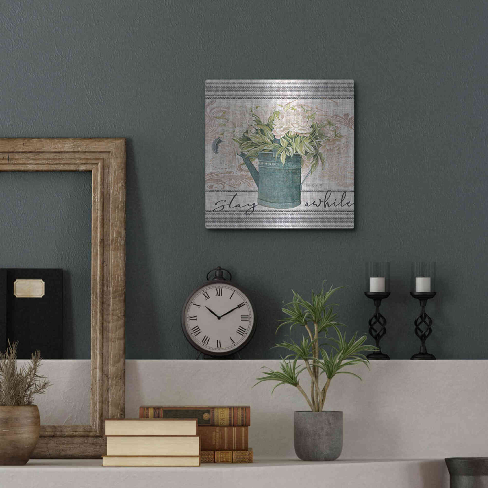 Luxe Metal Art 'Stay Awhile' by Cindy Jacobs, Metal Wall Art,12x12