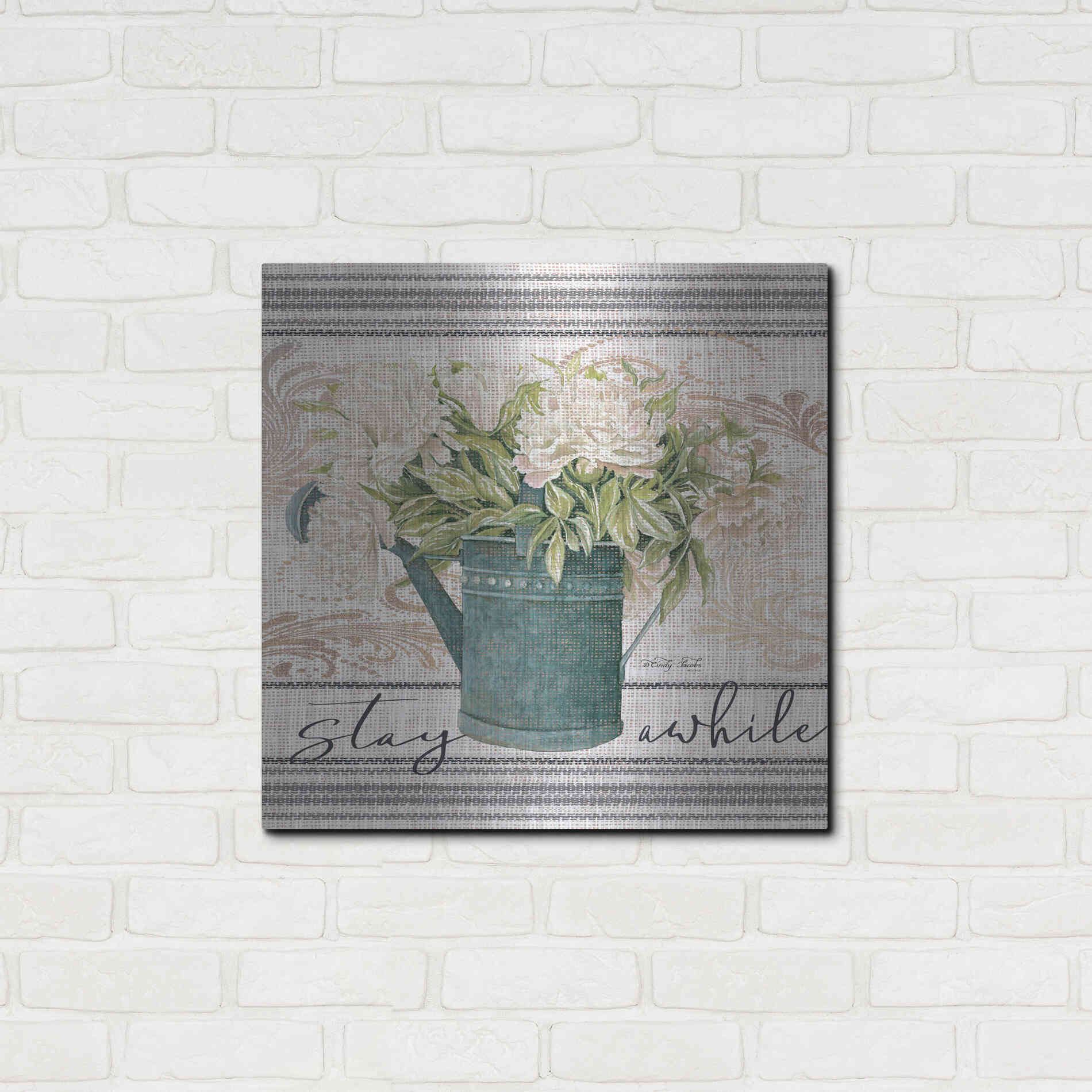 Luxe Metal Art 'Stay Awhile' by Cindy Jacobs, Metal Wall Art,24x24