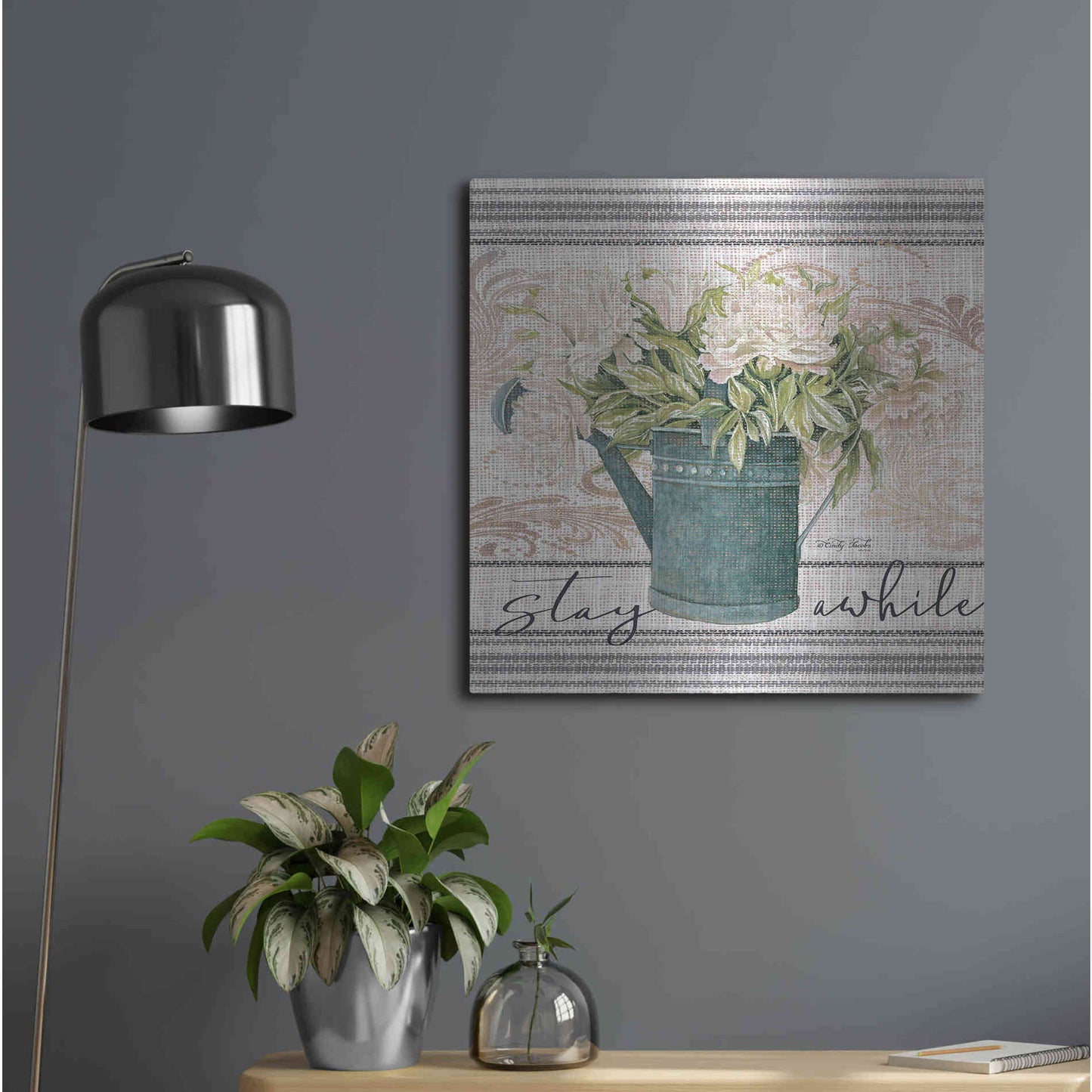 Luxe Metal Art 'Stay Awhile' by Cindy Jacobs, Metal Wall Art,24x24