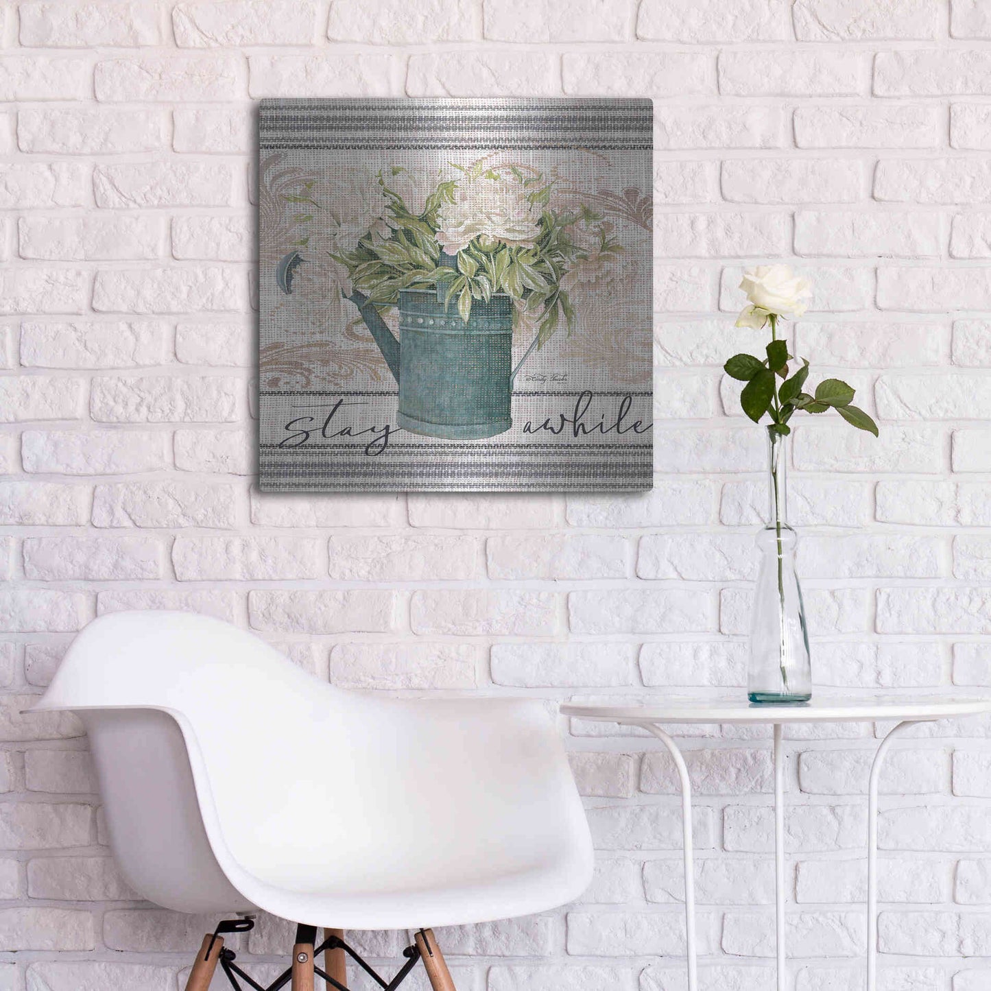 Luxe Metal Art 'Stay Awhile' by Cindy Jacobs, Metal Wall Art,24x24