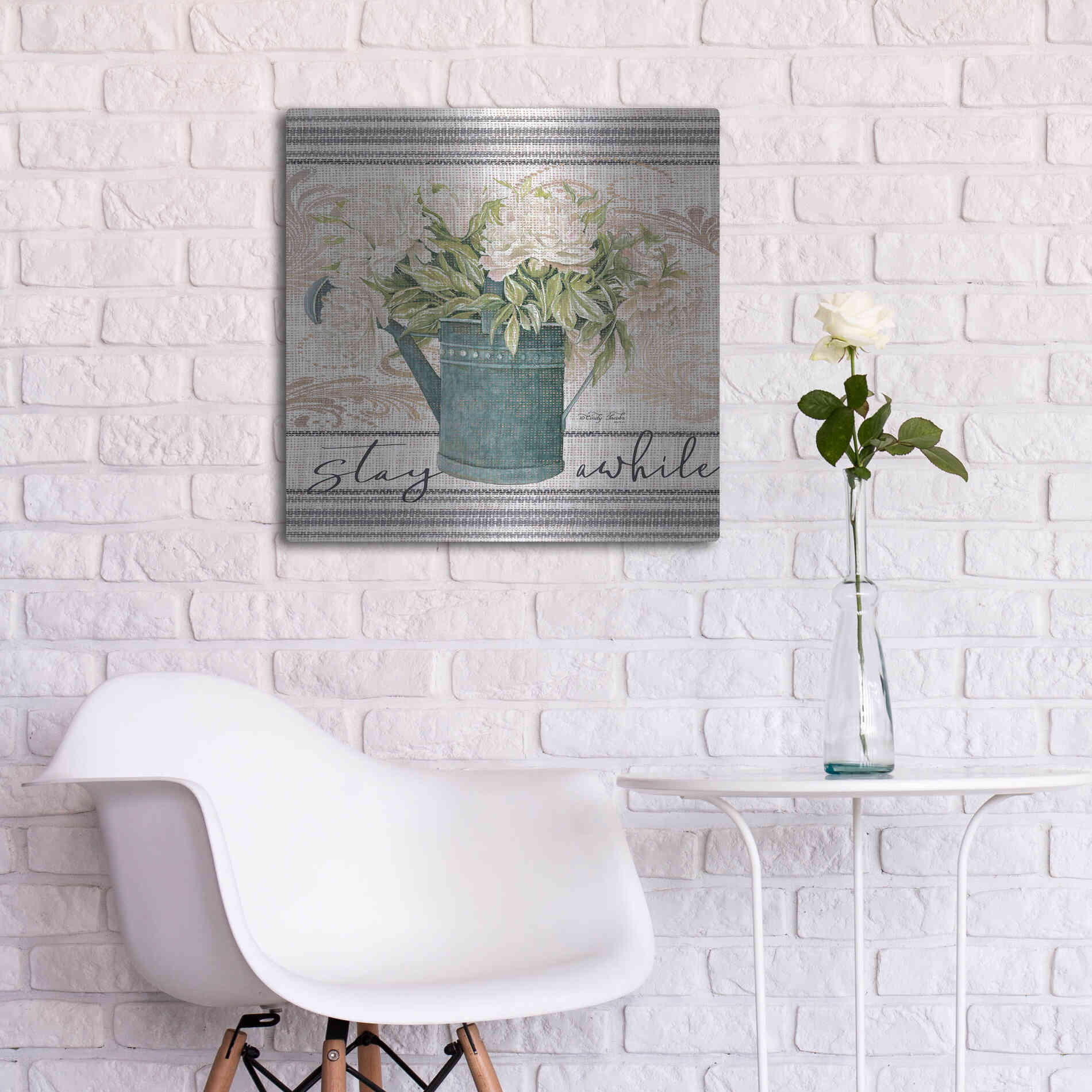 Luxe Metal Art 'Stay Awhile' by Cindy Jacobs, Metal Wall Art,24x24