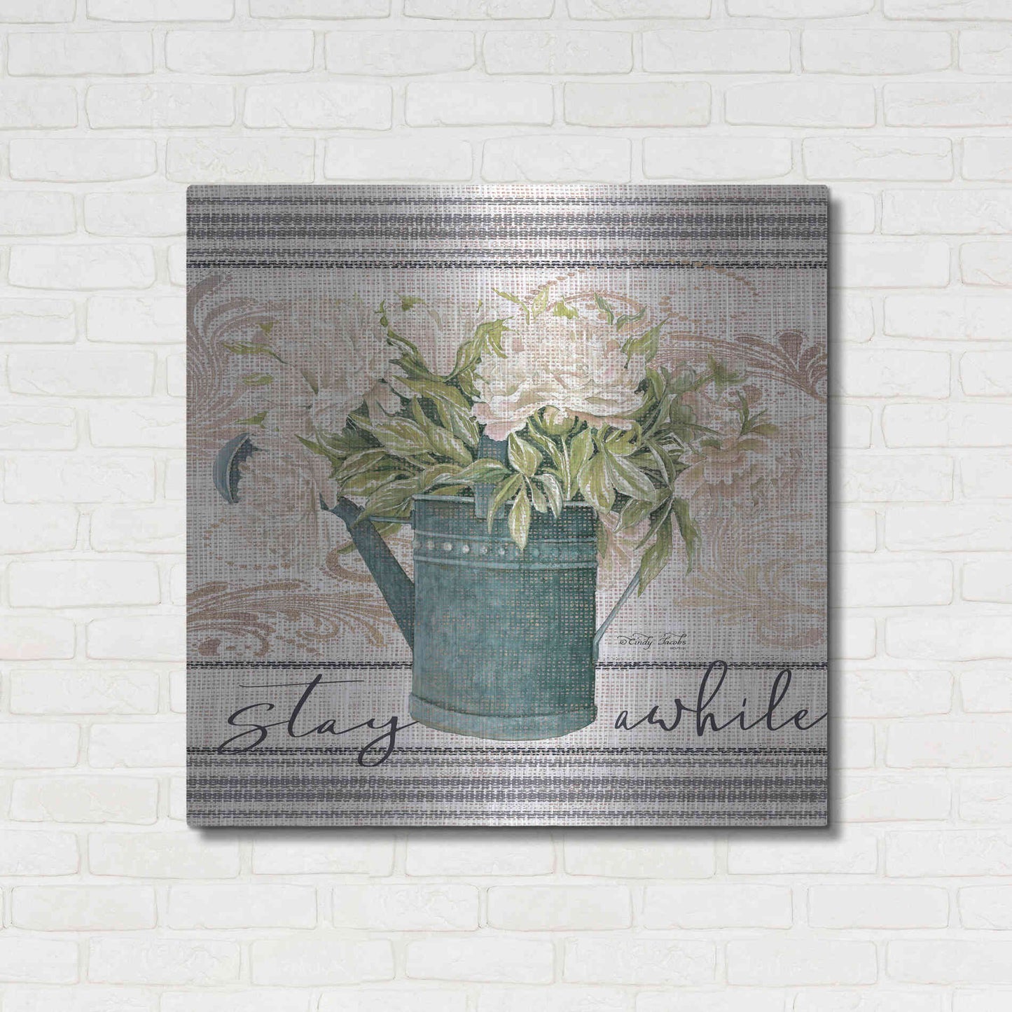 Luxe Metal Art 'Stay Awhile' by Cindy Jacobs, Metal Wall Art,36x36