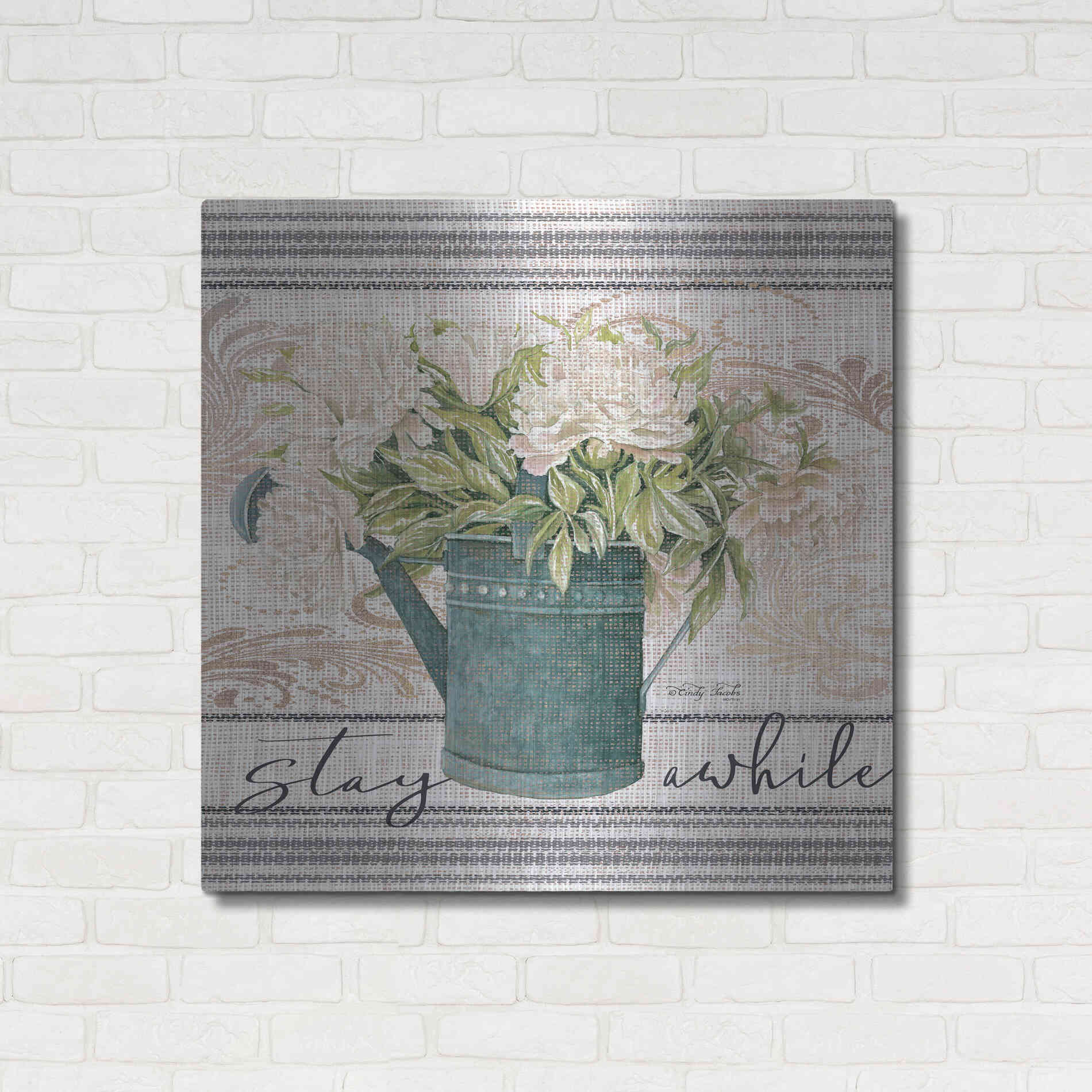 Luxe Metal Art 'Stay Awhile' by Cindy Jacobs, Metal Wall Art,36x36