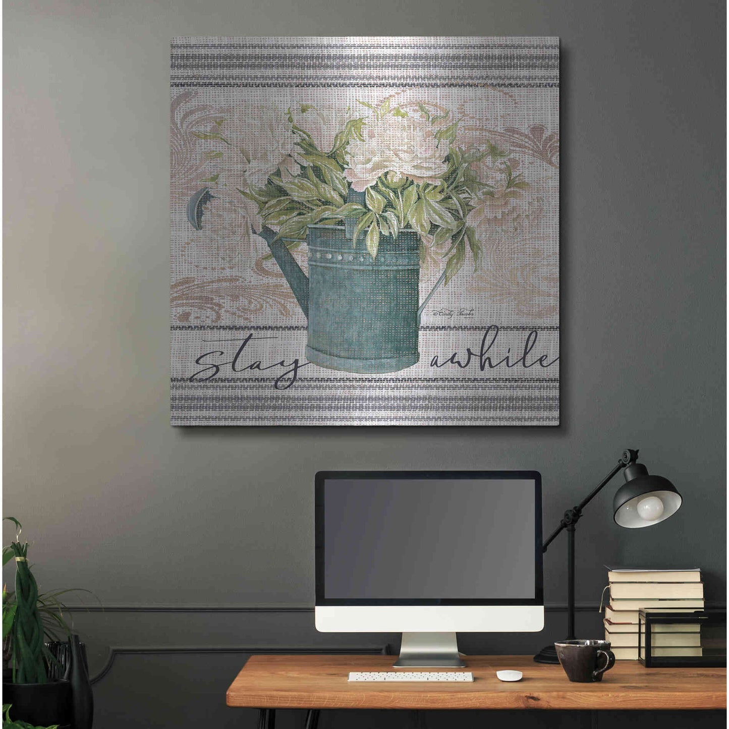 Luxe Metal Art 'Stay Awhile' by Cindy Jacobs, Metal Wall Art,36x36