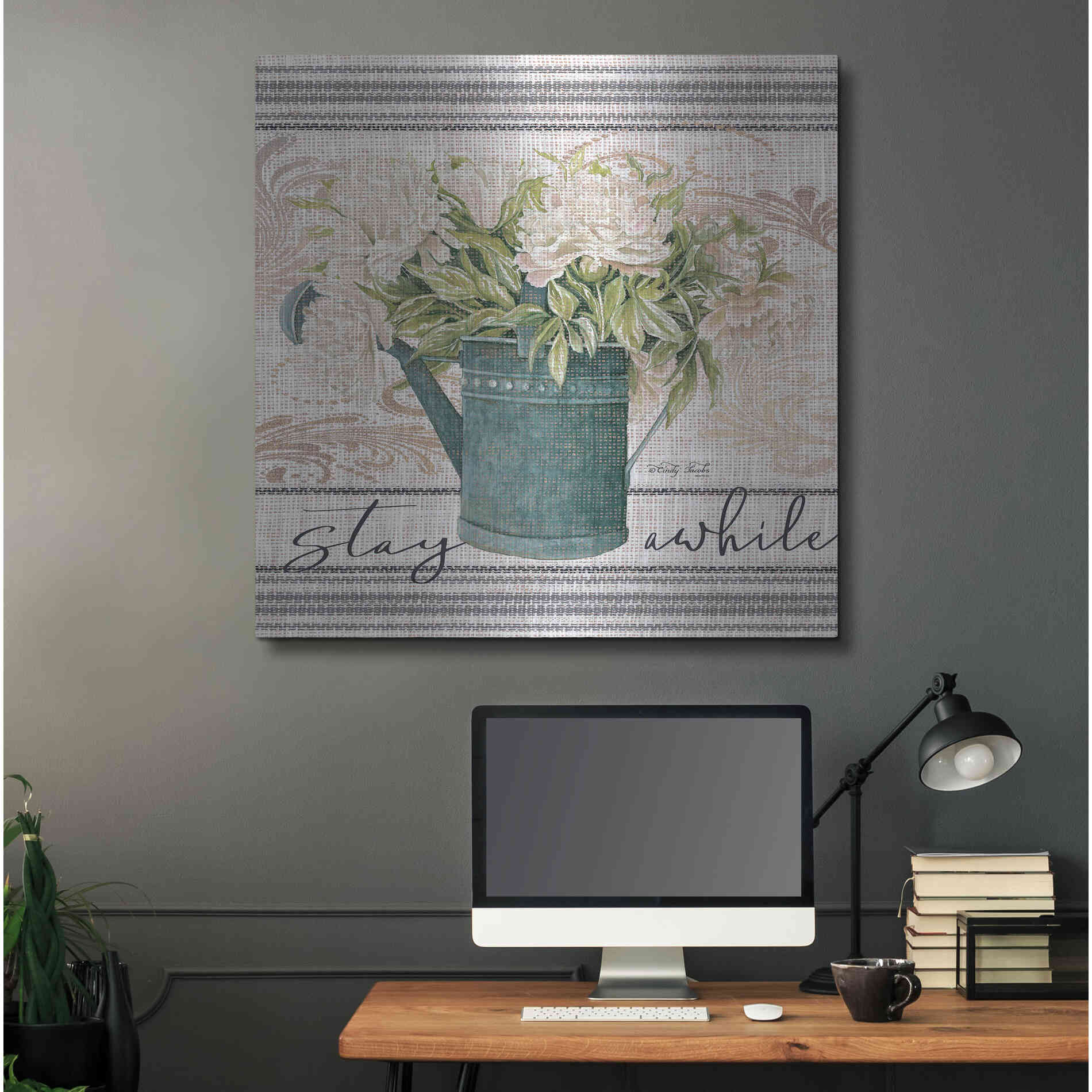 Luxe Metal Art 'Stay Awhile' by Cindy Jacobs, Metal Wall Art,36x36