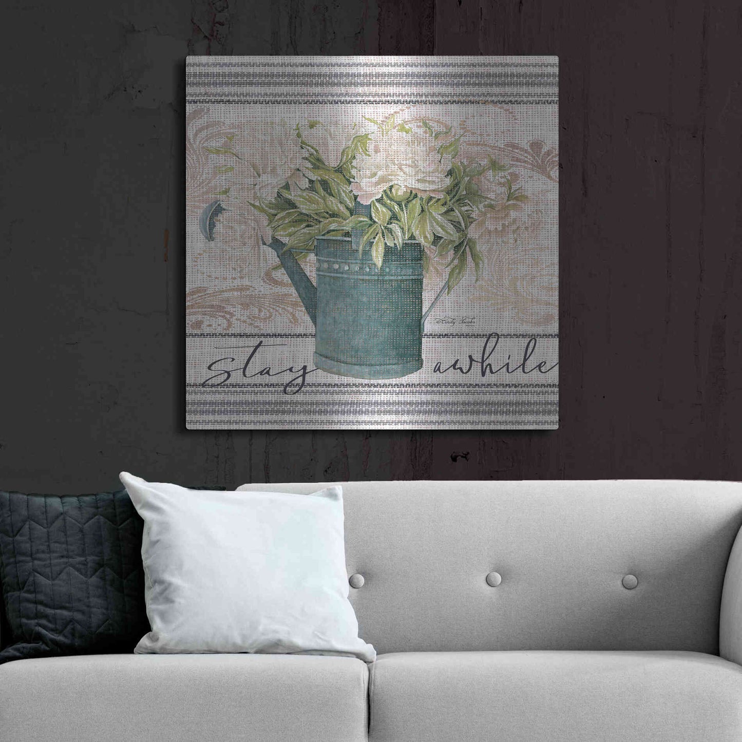 Luxe Metal Art 'Stay Awhile' by Cindy Jacobs, Metal Wall Art,36x36