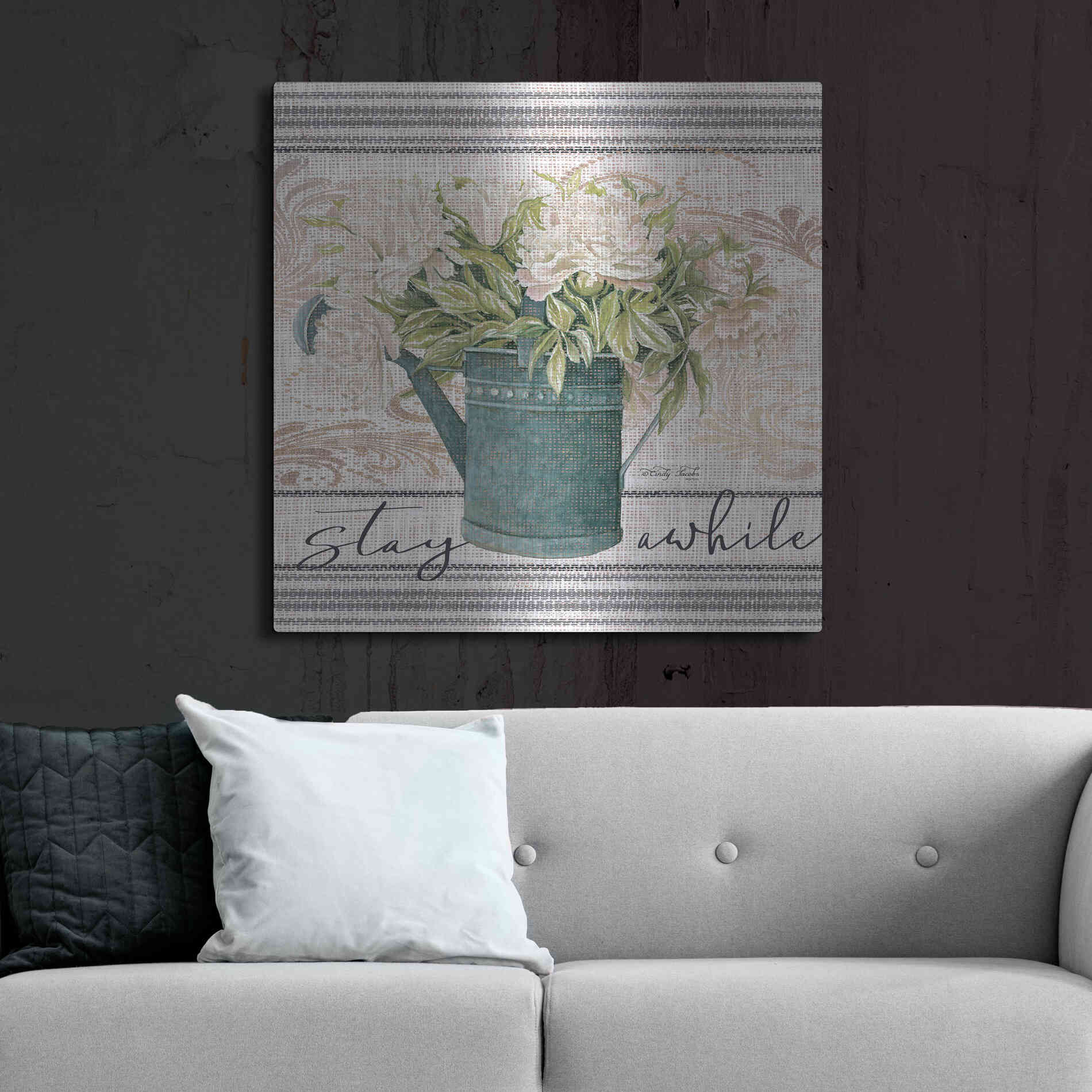 Luxe Metal Art 'Stay Awhile' by Cindy Jacobs, Metal Wall Art,36x36