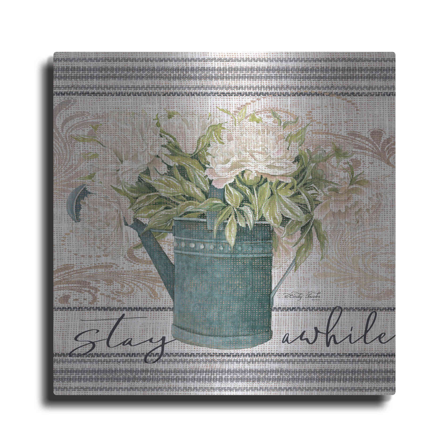 Luxe Metal Art 'Stay Awhile' by Cindy Jacobs, Metal Wall Art