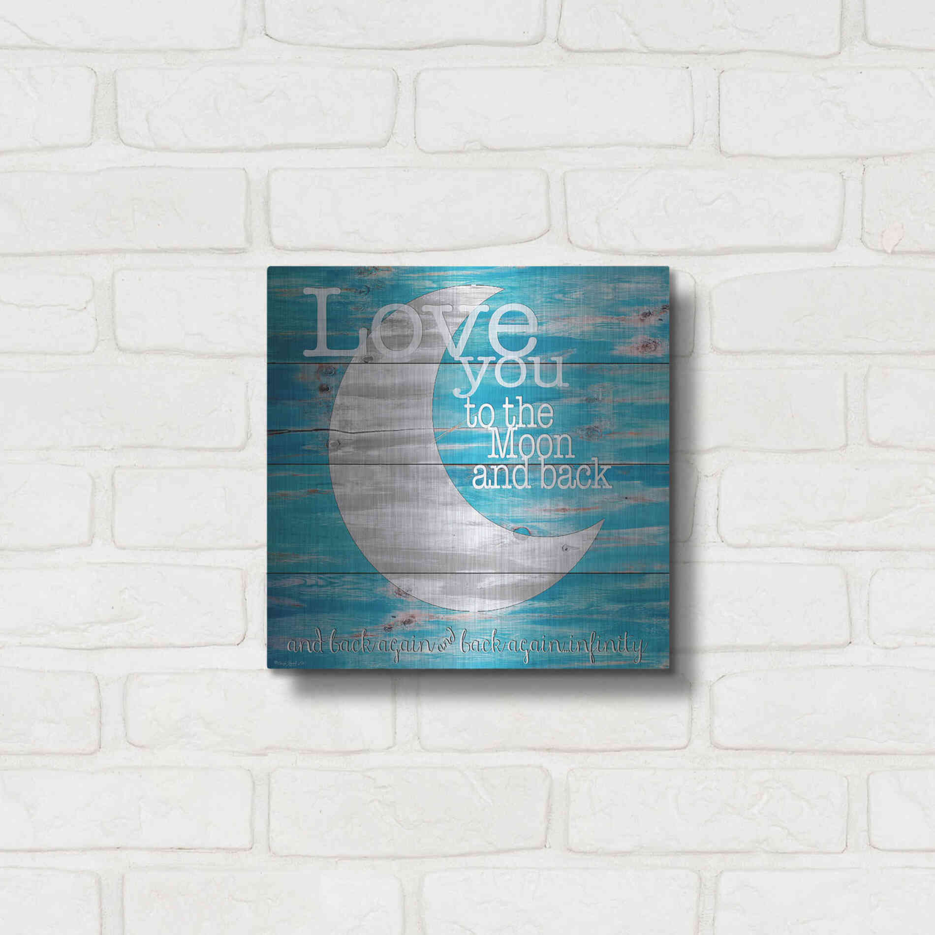 Luxe Metal Art 'Love You to the Moon and Back' by Cindy Jacobs, Metal Wall Art,12x12