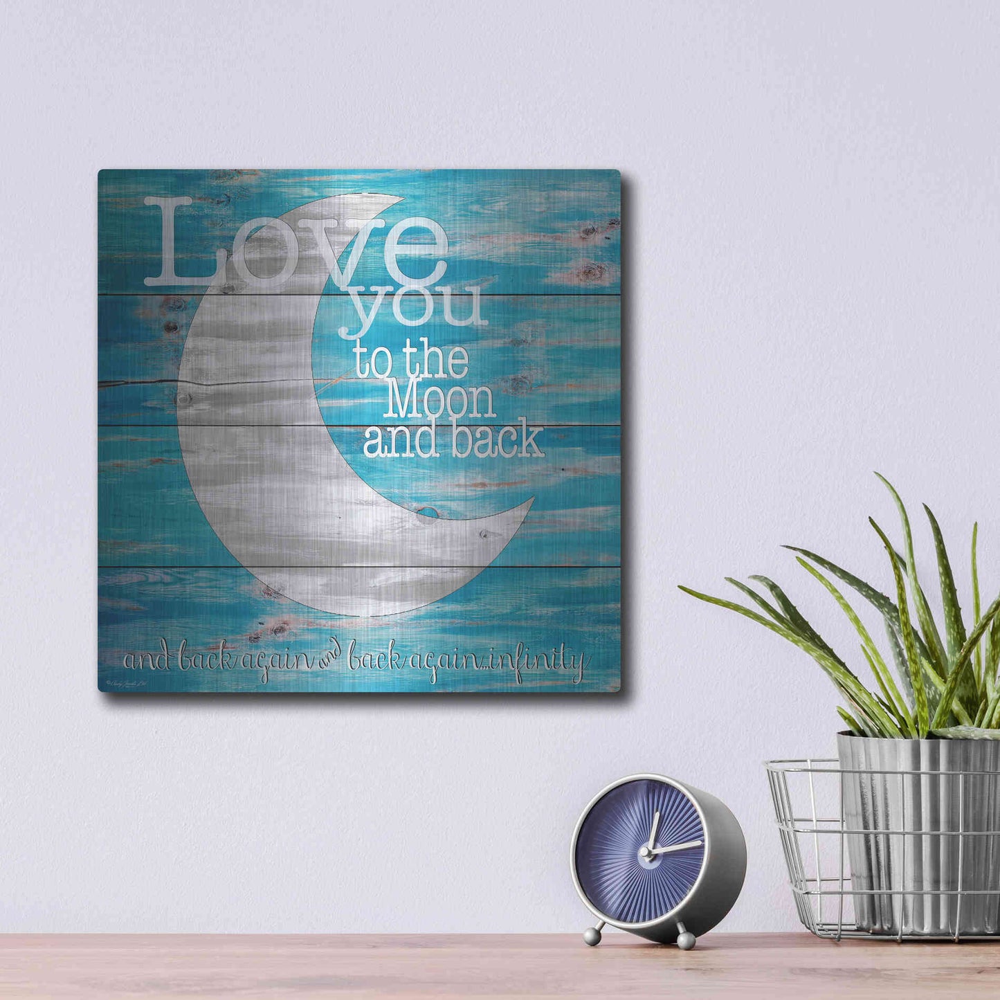 Luxe Metal Art 'Love You to the Moon and Back' by Cindy Jacobs, Metal Wall Art,12x12