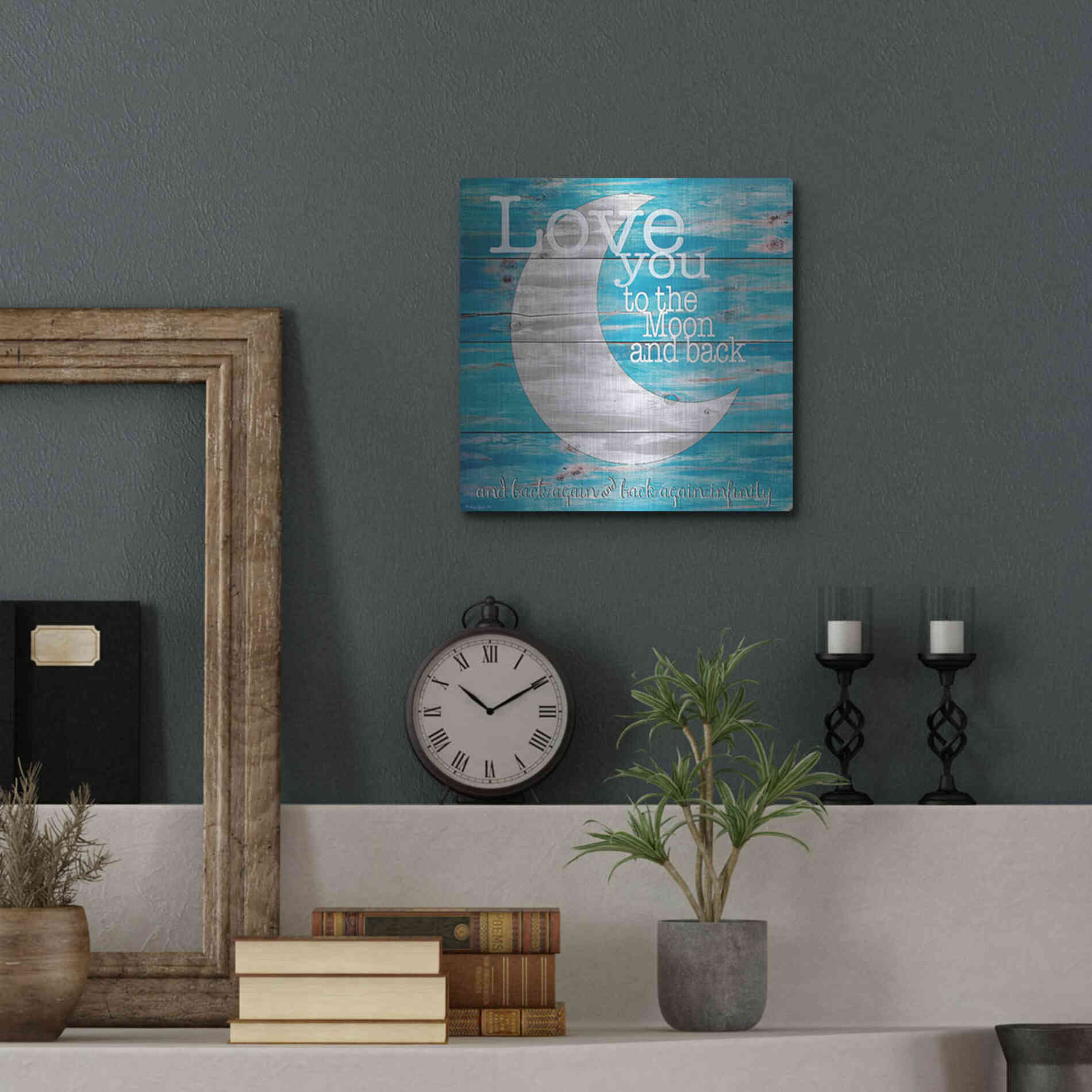 Luxe Metal Art 'Love You to the Moon and Back' by Cindy Jacobs, Metal Wall Art,12x12