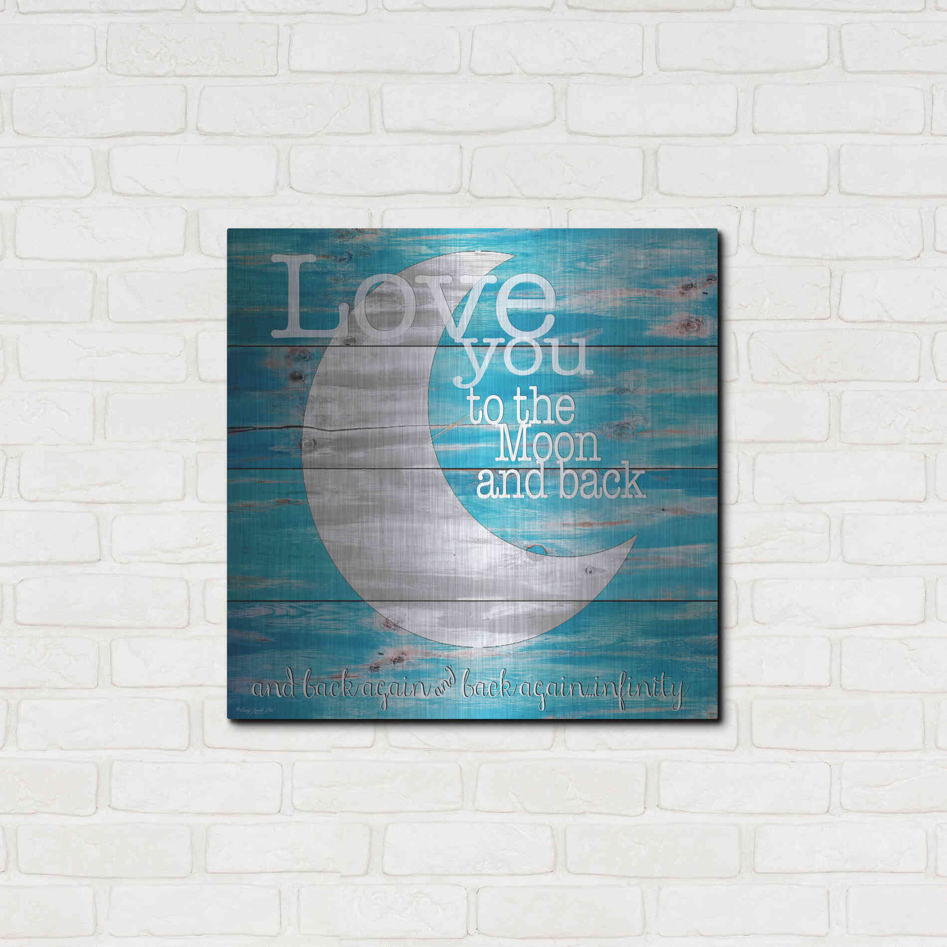 Luxe Metal Art 'Love You to the Moon and Back' by Cindy Jacobs, Metal Wall Art,24x24