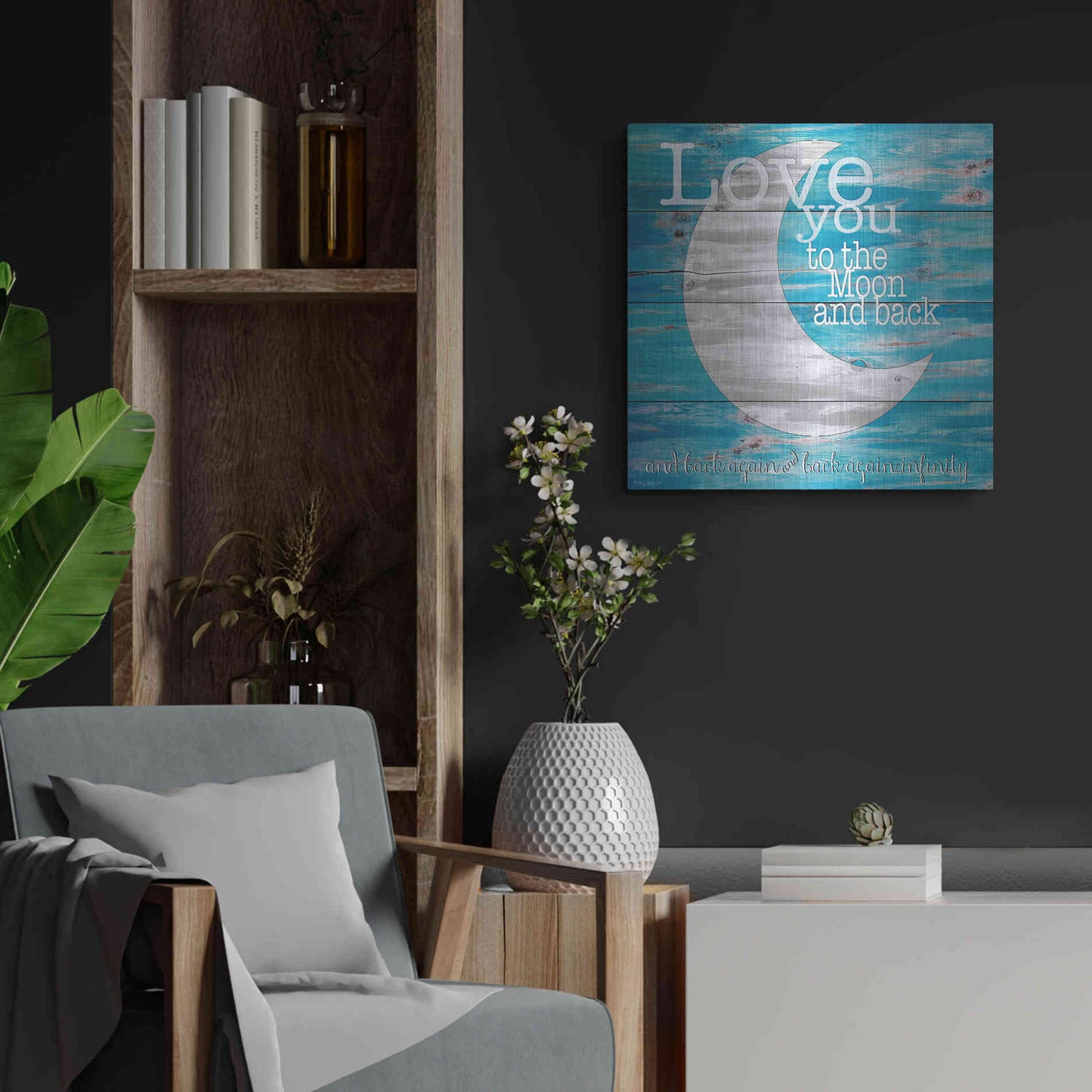 Luxe Metal Art 'Love You to the Moon and Back' by Cindy Jacobs, Metal Wall Art,24x24