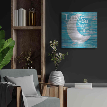 Luxe Metal Art 'Love You to the Moon and Back' by Cindy Jacobs, Metal Wall Art,24x24