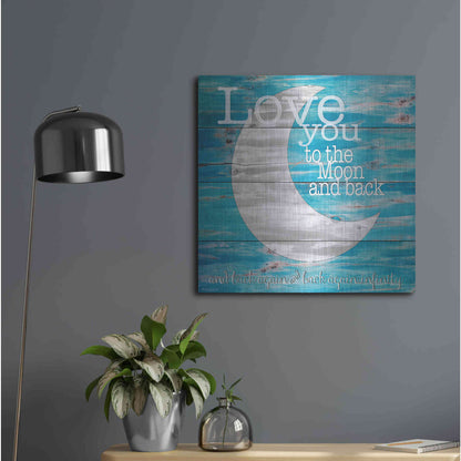 Luxe Metal Art 'Love You to the Moon and Back' by Cindy Jacobs, Metal Wall Art,24x24