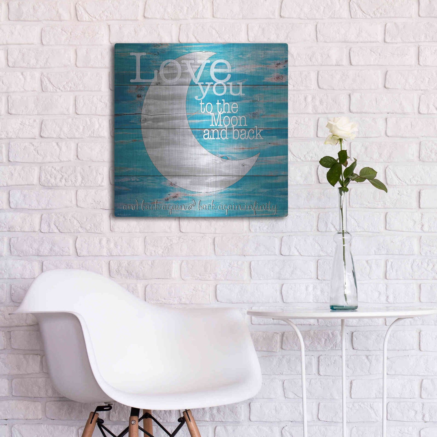 Luxe Metal Art 'Love You to the Moon and Back' by Cindy Jacobs, Metal Wall Art,24x24