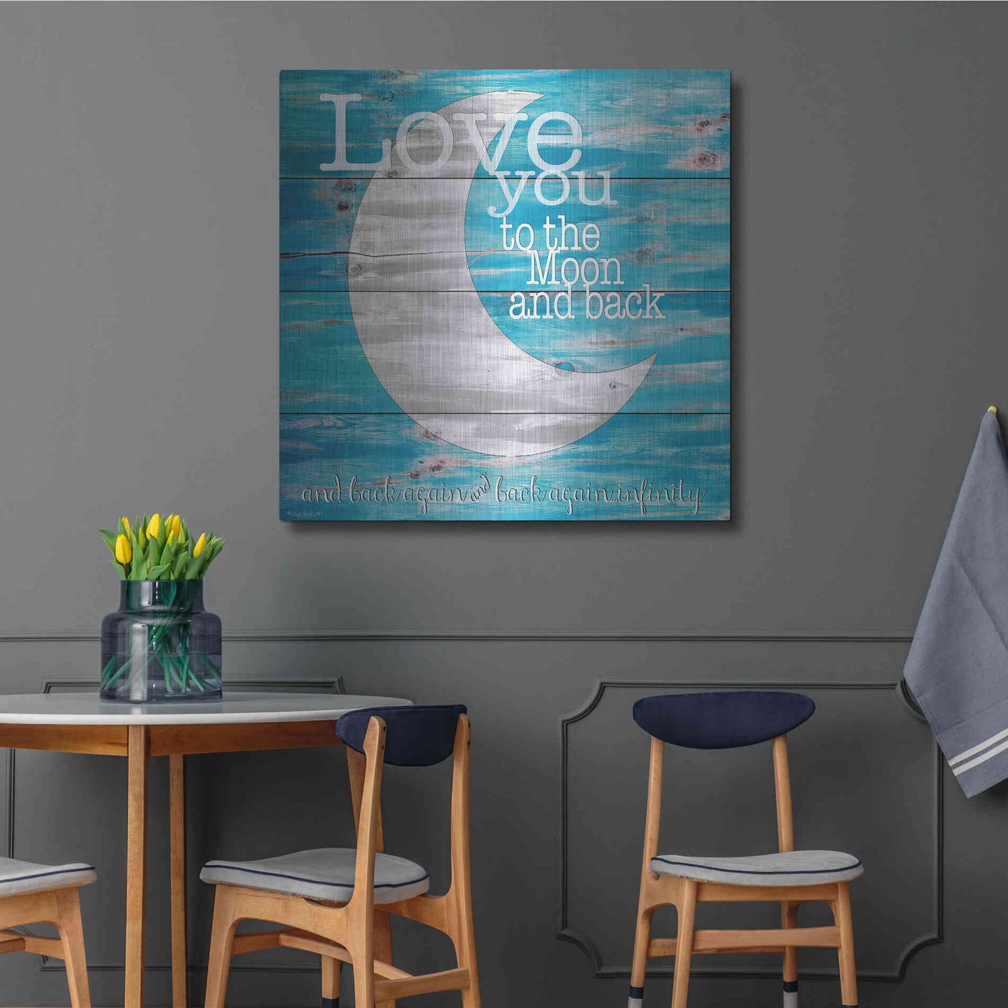 Luxe Metal Art 'Love You to the Moon and Back' by Cindy Jacobs, Metal Wall Art,36x36