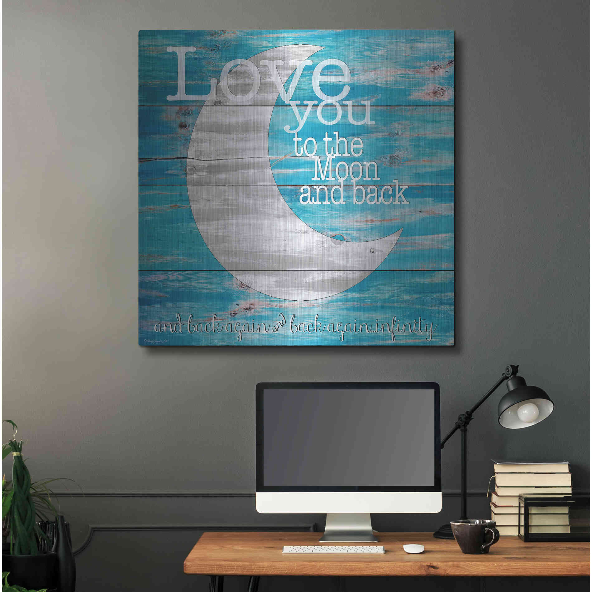 Luxe Metal Art 'Love You to the Moon and Back' by Cindy Jacobs, Metal Wall Art,36x36