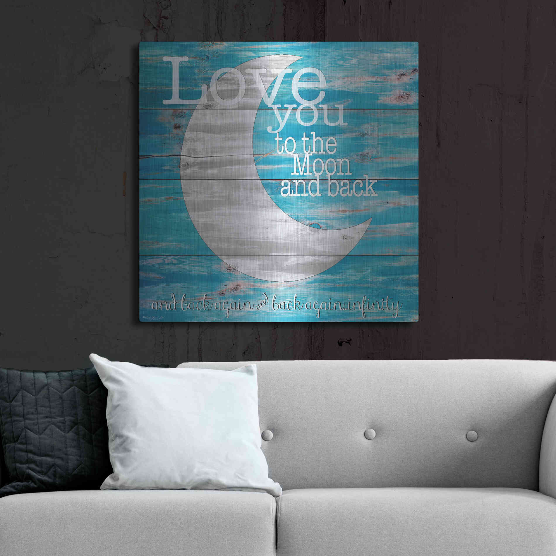 Luxe Metal Art 'Love You to the Moon and Back' by Cindy Jacobs, Metal Wall Art,36x36