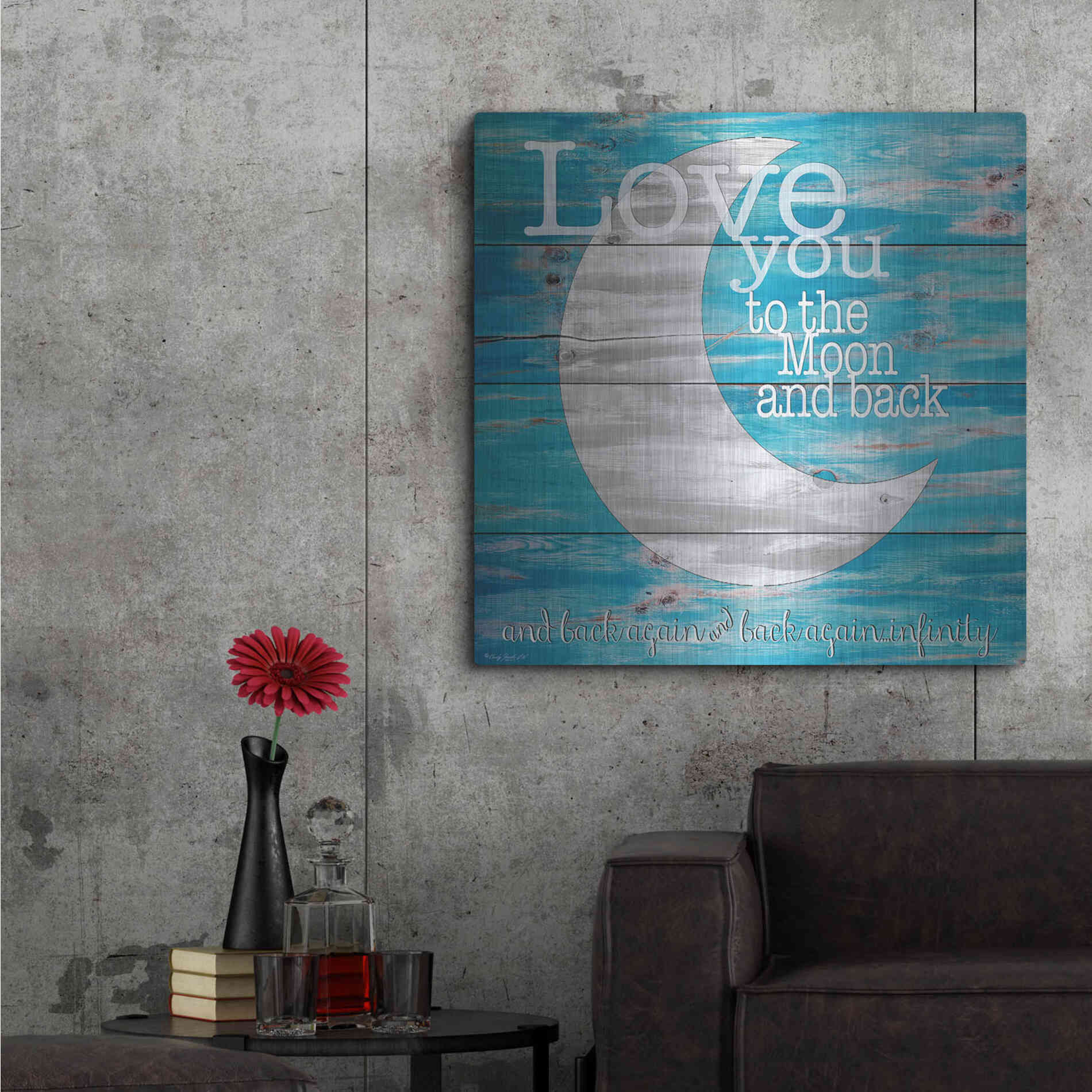 Luxe Metal Art 'Love You to the Moon and Back' by Cindy Jacobs, Metal Wall Art,36x36