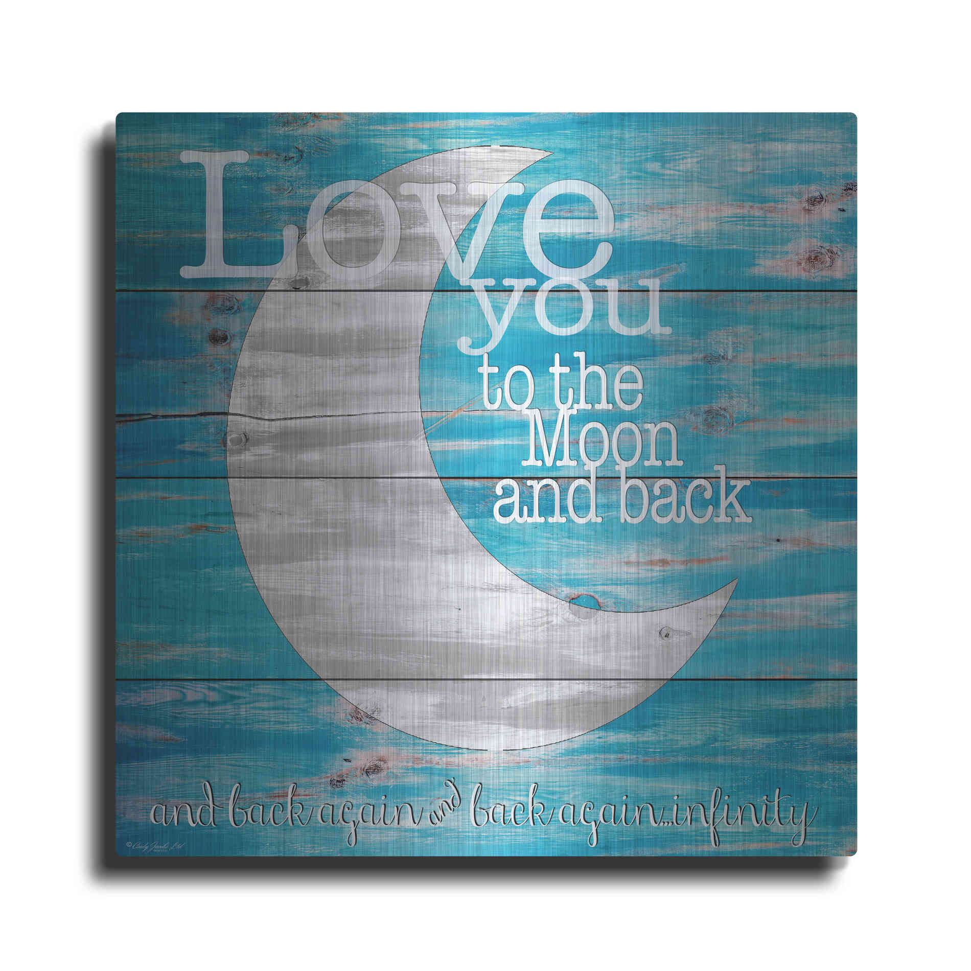 Luxe Metal Art 'Love You to the Moon and Back' by Cindy Jacobs, Metal Wall Art