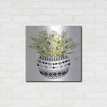 Luxe Metal Art 'Mud Cloth Succulent I' by Cindy Jacobs, Metal Wall Art,24x24