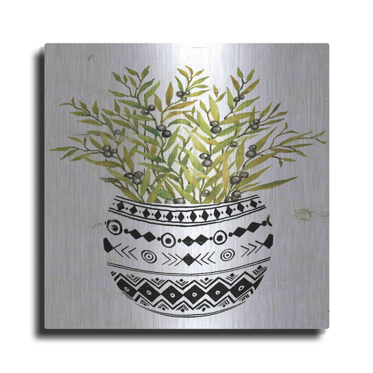 Luxe Metal Art 'Mud Cloth Succulent I' by Cindy Jacobs, Metal Wall Art