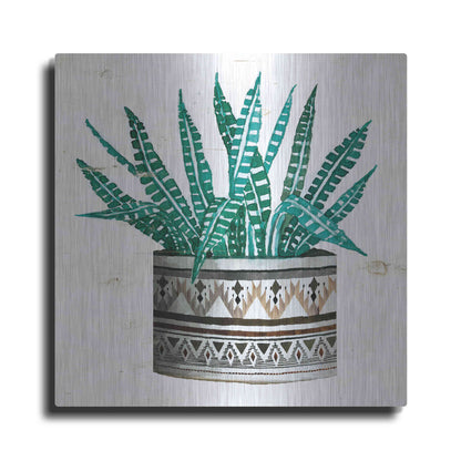 Luxe Metal Art 'Mud Cloth Succulent II' by Cindy Jacobs, Metal Wall Art