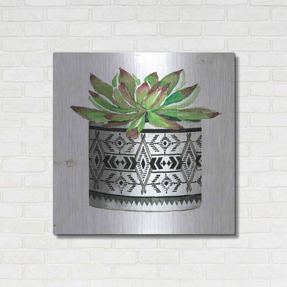Luxe Metal Art 'Mud Cloth Succulent III' by Cindy Jacobs, Metal Wall Art,36x36