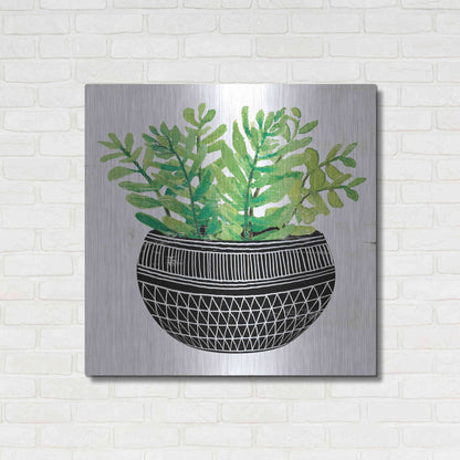 Luxe Metal Art 'Mud Cloth Succulent V' by Cindy Jacobs, Metal Wall Art,36x36