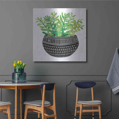 Luxe Metal Art 'Mud Cloth Succulent V' by Cindy Jacobs, Metal Wall Art,36x36