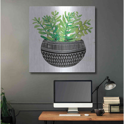 Luxe Metal Art 'Mud Cloth Succulent V' by Cindy Jacobs, Metal Wall Art,36x36
