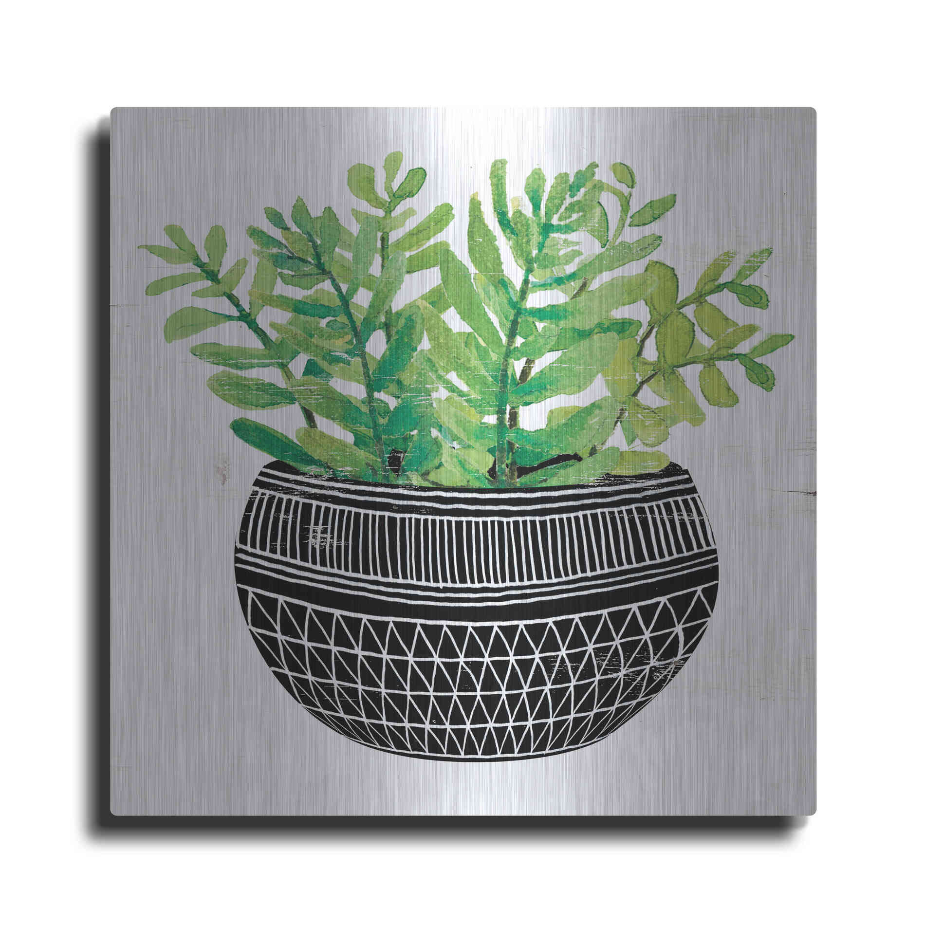 Luxe Metal Art 'Mud Cloth Succulent V' by Cindy Jacobs, Metal Wall Art