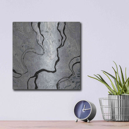 Luxe Metal Art 'Abstract in Gray IV' by Cindy Jacobs, Metal Wall Art,12x12