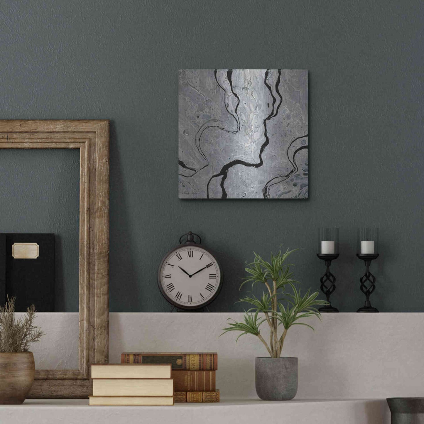 Luxe Metal Art 'Abstract in Gray IV' by Cindy Jacobs, Metal Wall Art,12x12