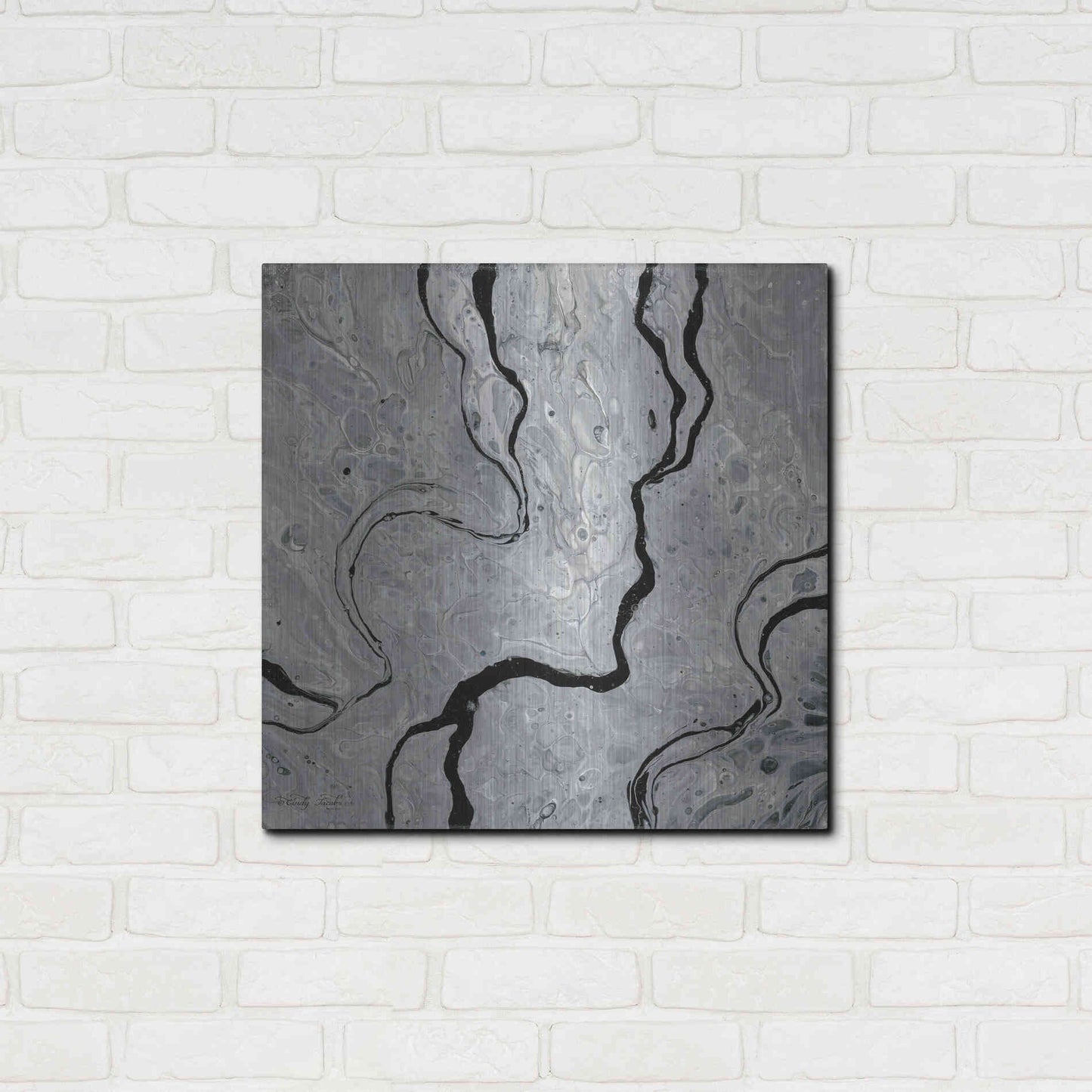 Luxe Metal Art 'Abstract in Gray IV' by Cindy Jacobs, Metal Wall Art,24x24
