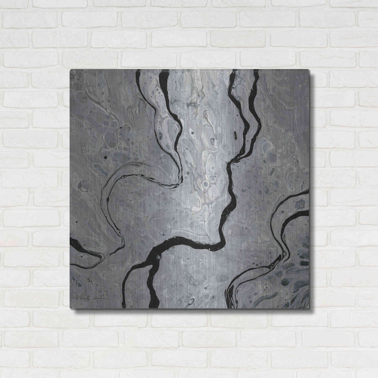 Luxe Metal Art 'Abstract in Gray IV' by Cindy Jacobs, Metal Wall Art,36x36