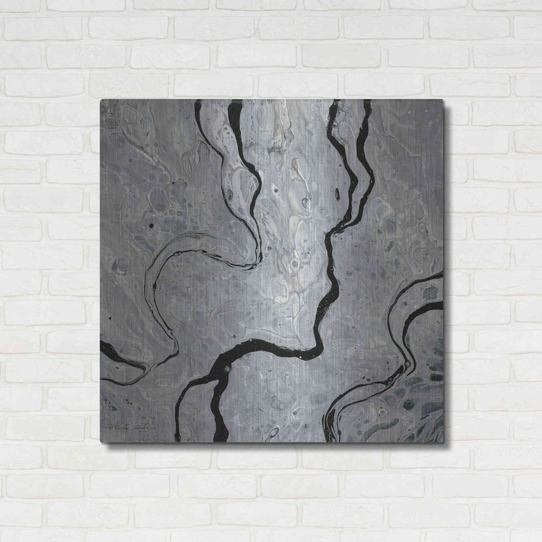 Luxe Metal Art 'Abstract in Gray IV' by Cindy Jacobs, Metal Wall Art,36x36