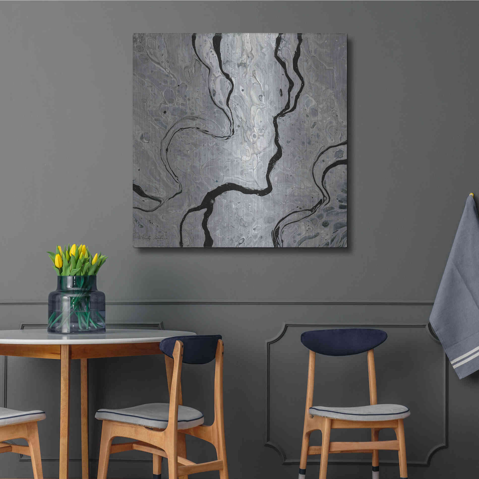 Luxe Metal Art 'Abstract in Gray IV' by Cindy Jacobs, Metal Wall Art,36x36